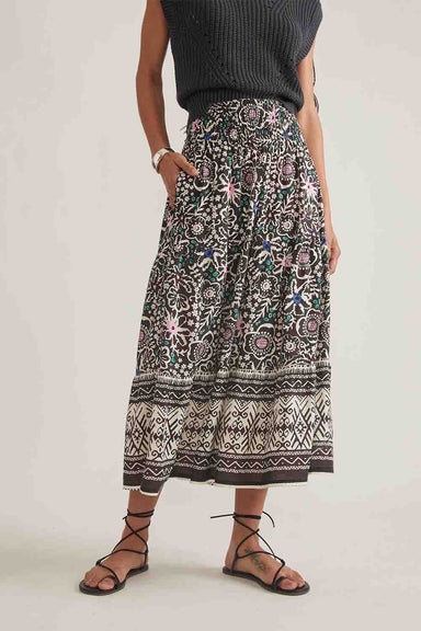 Marine Layer - Corinne Maxi Skirt - Black Floral - Front