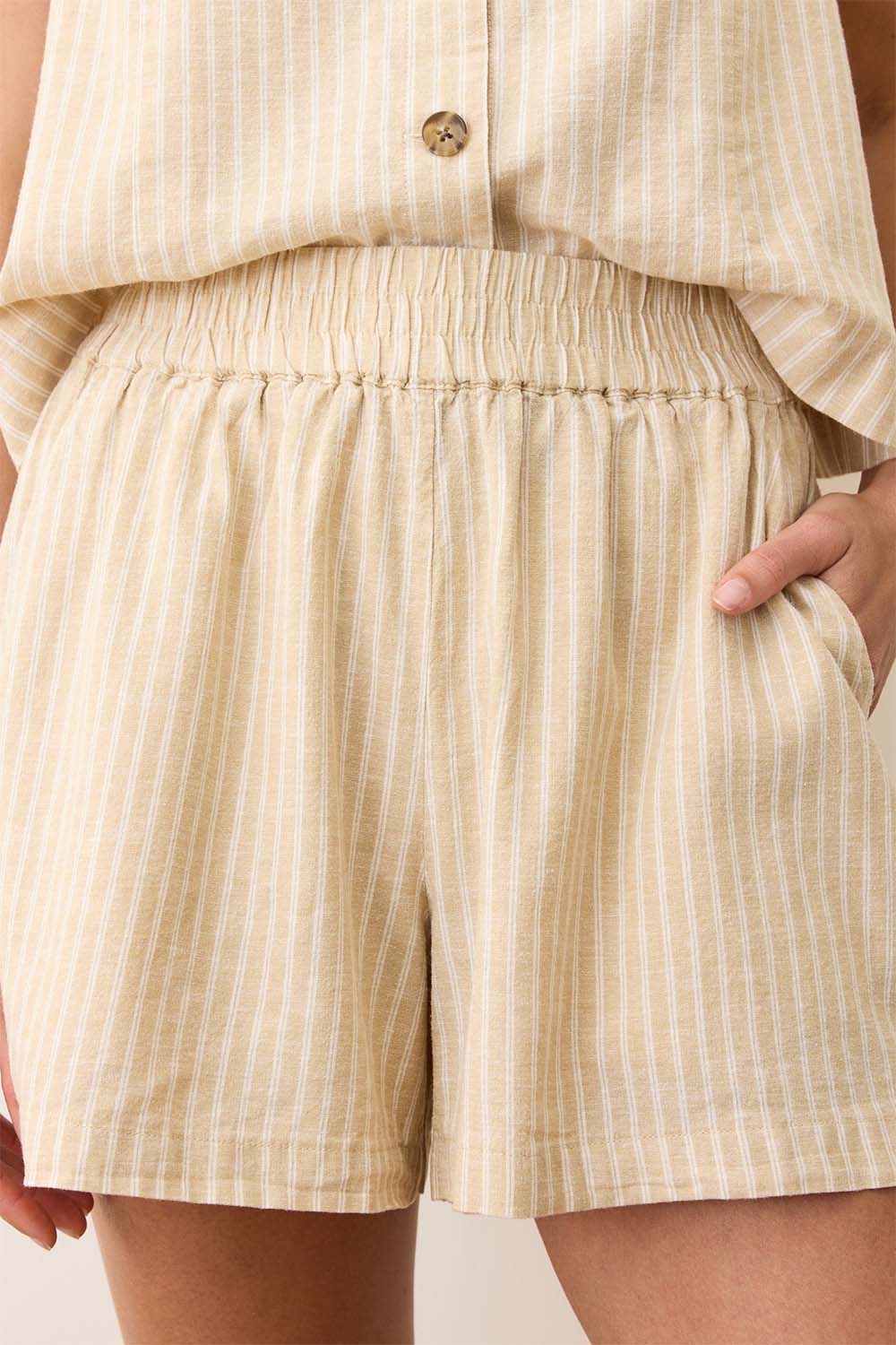 Marine Layer - Allison Hemp Short - Natural Stripe - Front