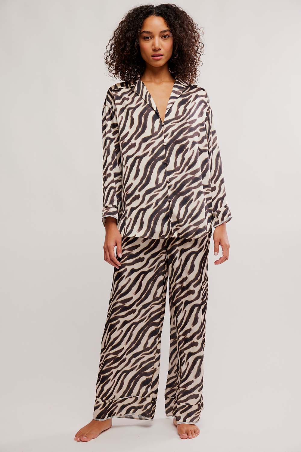 Free People - Dreamy Days Pajama Set - Tea Combo Zebra - Front