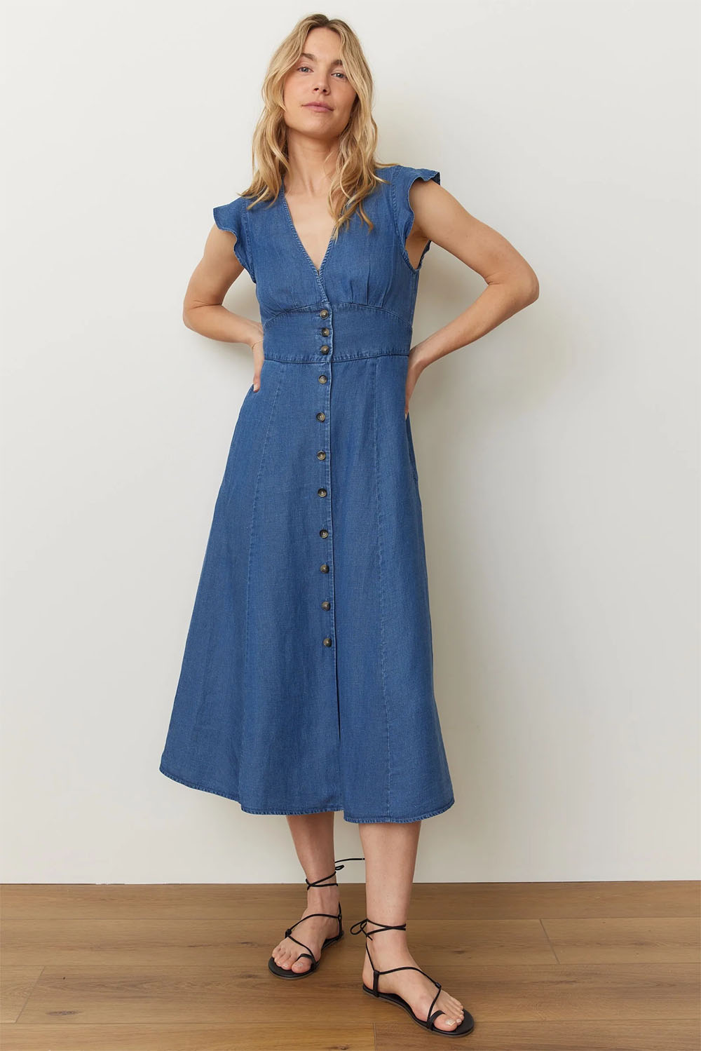 Marine Layer - Camila Midi Dress - Medium Wash - Profile
