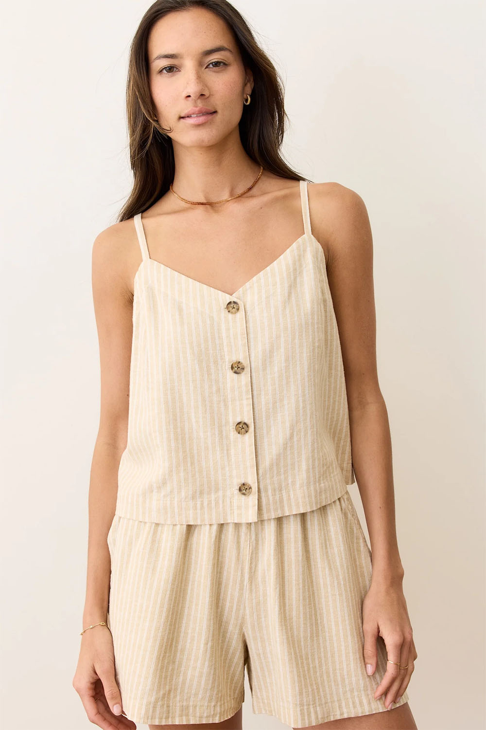 Marine Layer - Celeste Hemp Cami - Natural Stripe - Front