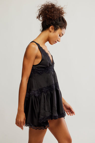 Free People - In This Groove Mini Slip - Washed Black - Side