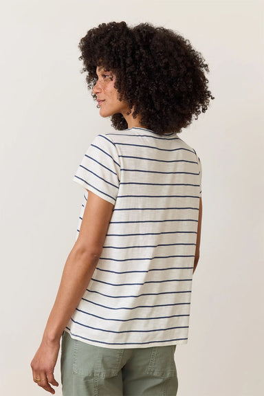 Marine Layer - Stripe Swing Crew Tee - Navy/White Stripe - Back