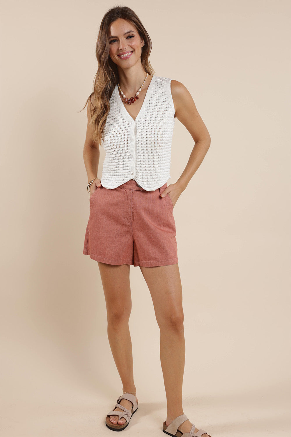 Sage the Label - Nova Button Front Sweater Vest - Ivory