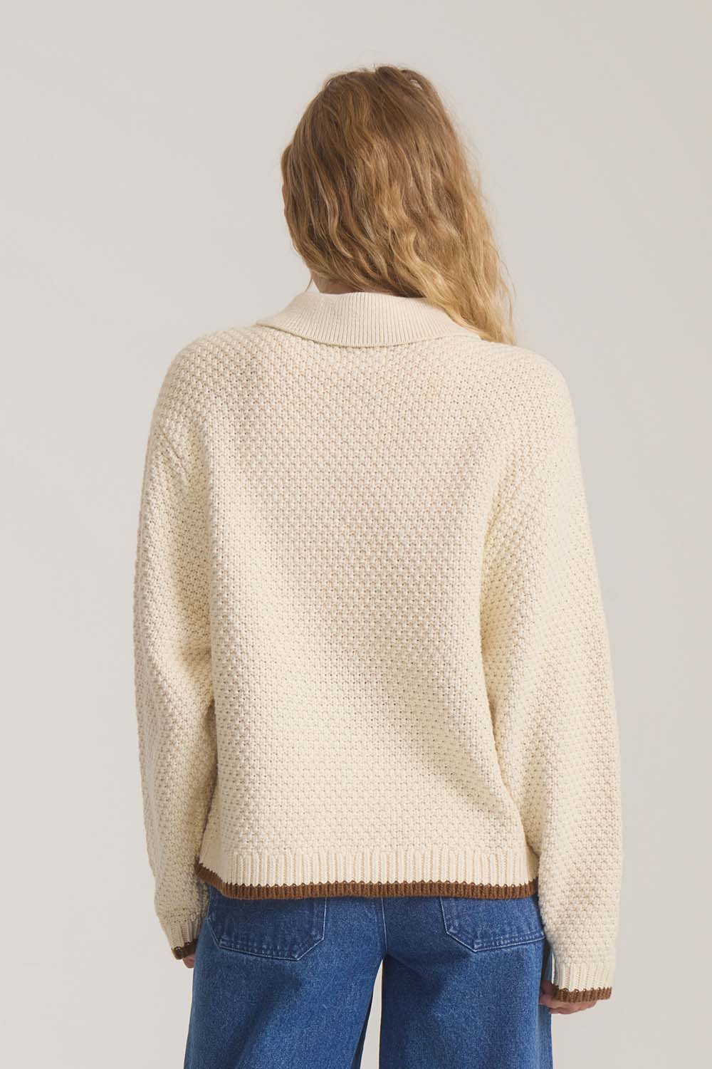 Roark Revival Open Roads Cardigan in Bone — Back view