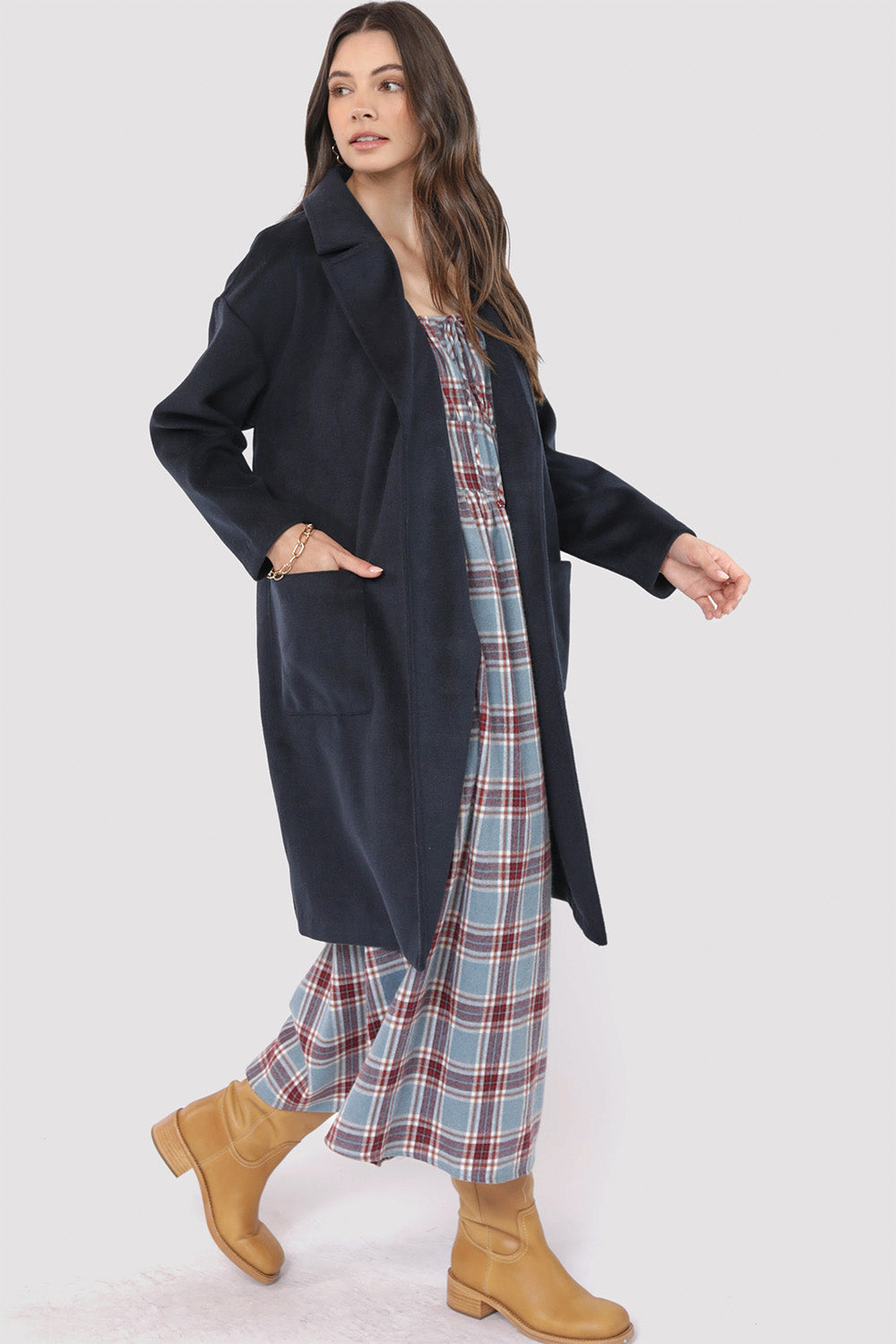Sadie & Sage - Hayley Open Coat - Dark Navy - Side