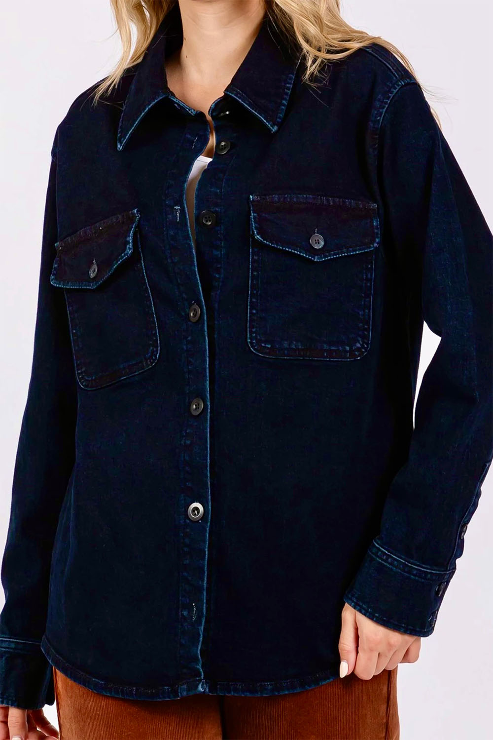 Letter to Juliet - Oversized Denim Shirt - Indigo - Profile