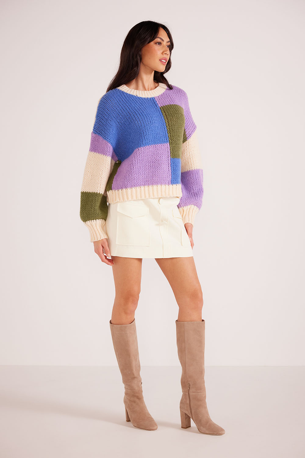 Mink Pink - Lawrence Knit Sweater - Multi Color Block - Side