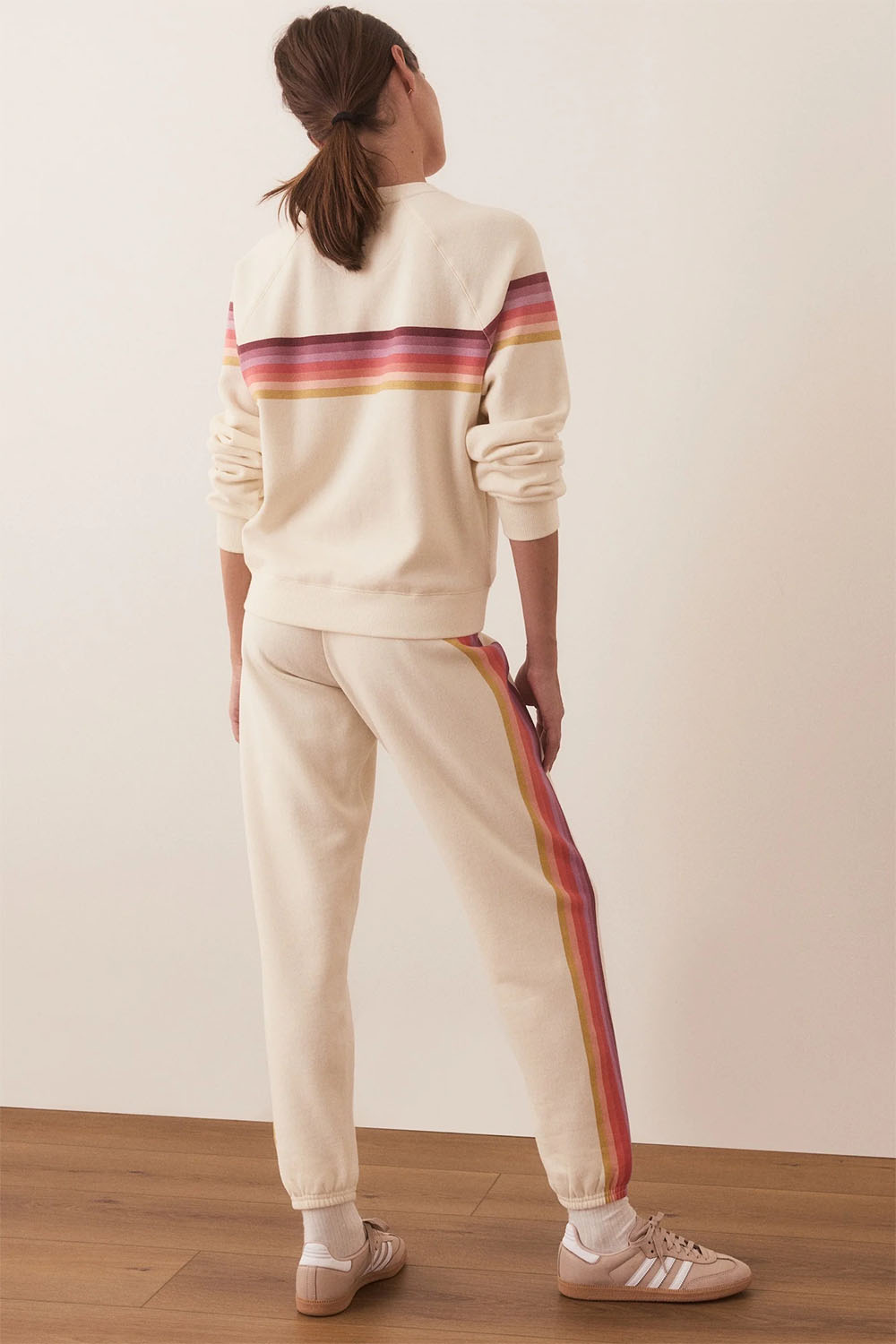Marine Layer - Anytime Fleece Sweatpant - Antique White Stripe - Back