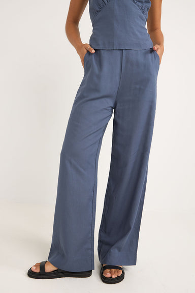 Rhythm - Stevie Wide Leg Pant - Blue - Front