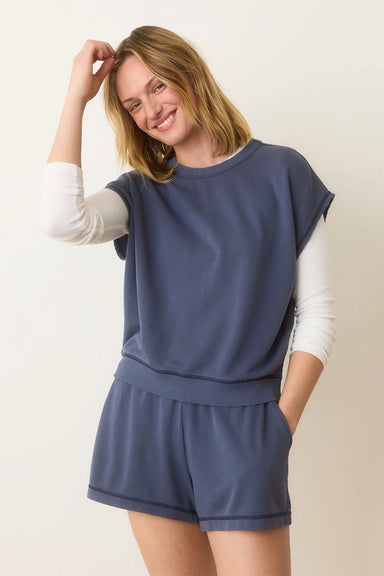 Marine Layer - Cloud 9 Terry Dolman Tee - Faded Indigo - Profile