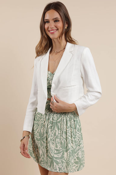 Sage the Label - Coastal Calm Cropped Blazer - White - Profile