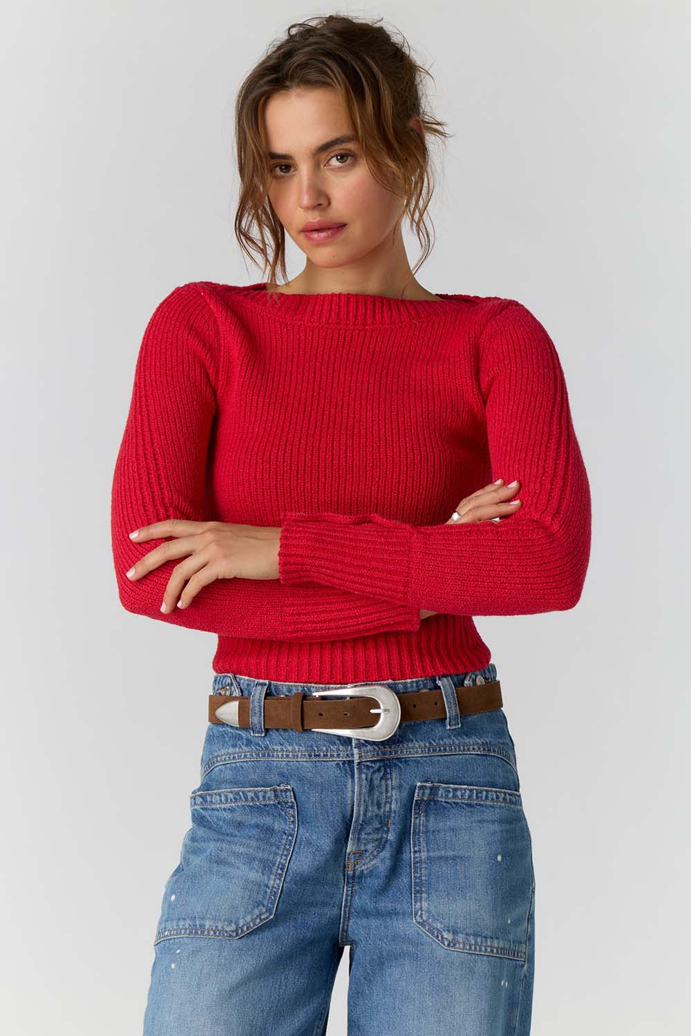 Free People - Mila Pullover - Salsa - Front
