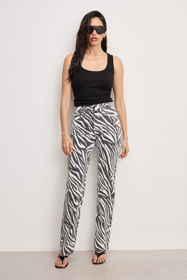 Good American - Zebra Good Icon Straight Jeans - Cloud White