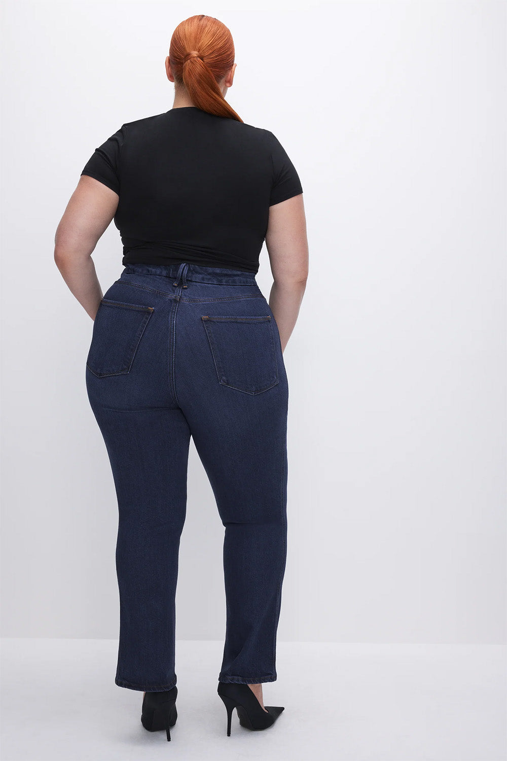 Good American - Good Curve Straight Jeans - Indigo - Back