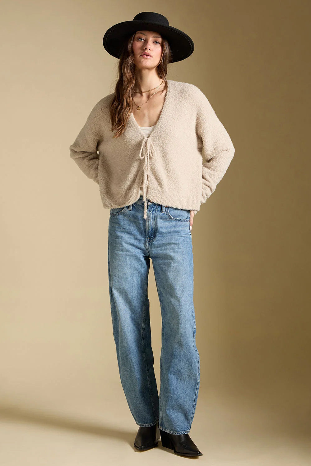 Saltwater Luxe Dovere Sweater in Natural — Full-body view