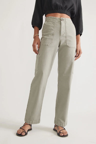 Marine Layer - Aria Straight Leg Utility Pant - Faded Olive - Front