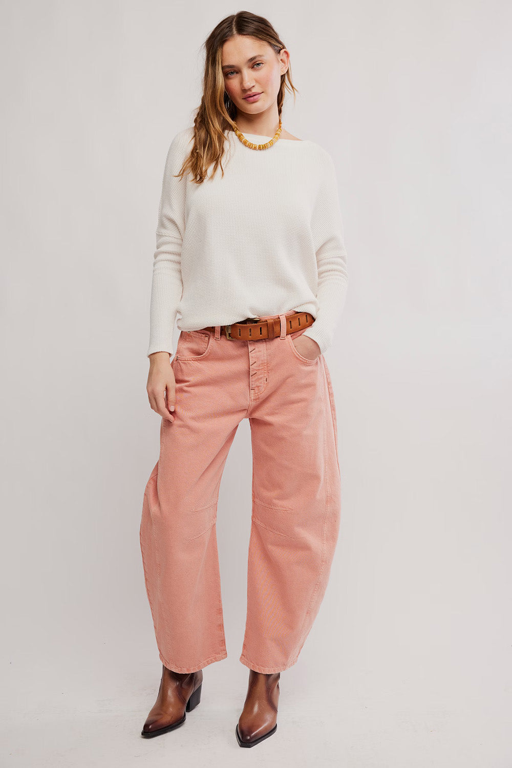 Free People - Good Luck Mid Rise Barrel - Desert Petal - Front