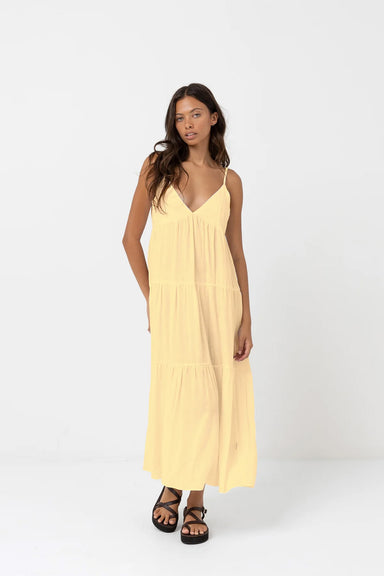Rhythm - Classic Tiered Midi Dress - Butter