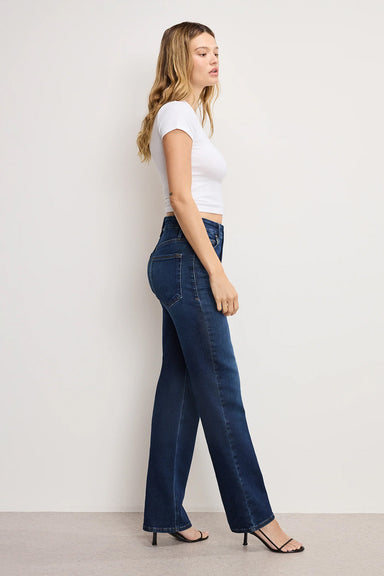 Good American - Soft Tech True Straight Jeans - Indigo - Side