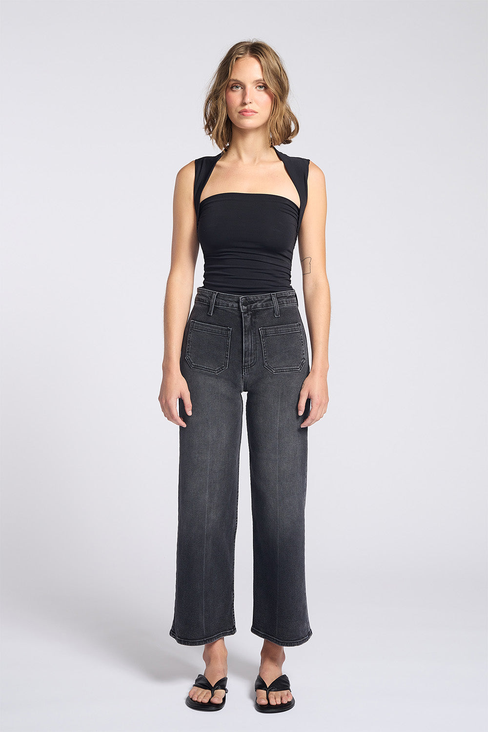 letter to juliet sailor front patch pocket washed black front