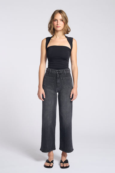 letter to juliet sailor front patch pocket washed black front