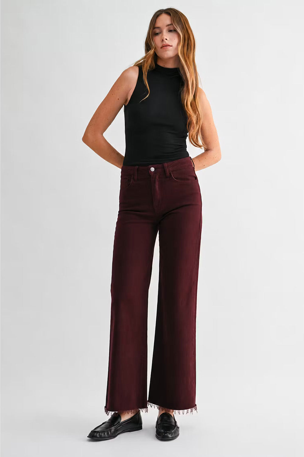 Letters to Juliet Paola A Line Scissor Cut in Black Cherry — front view, looking down