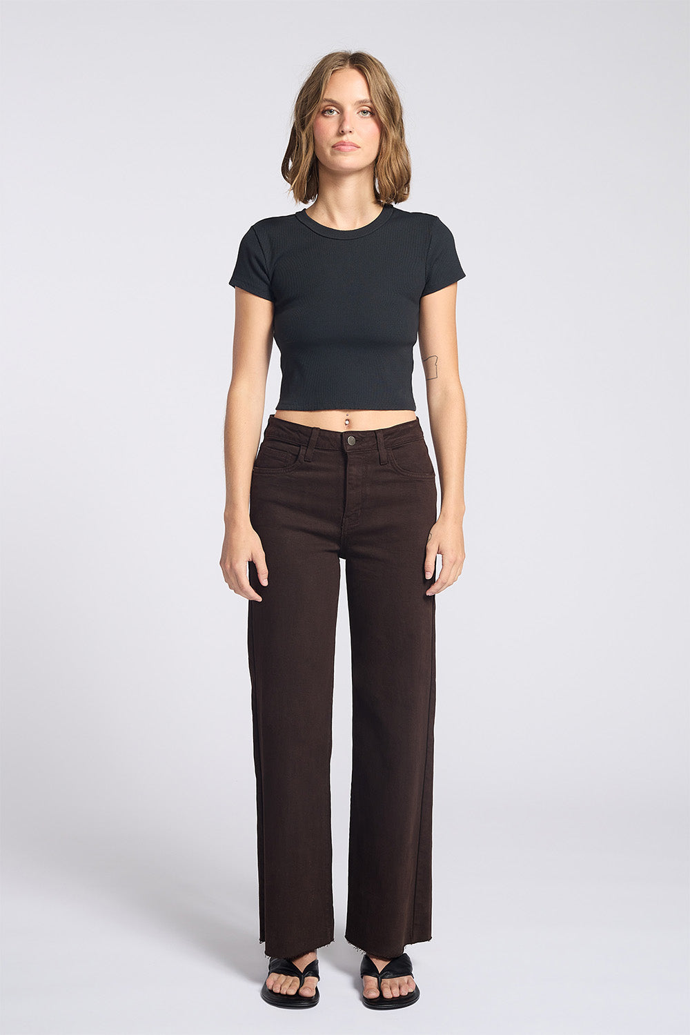 Letters to Juliet Paola A-Line Scissor Cut Jean in Espresso — Front view