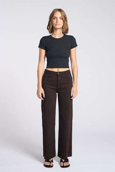 Letters to Juliet Paola A-Line Scissor Cut Jean in Espresso — Front view