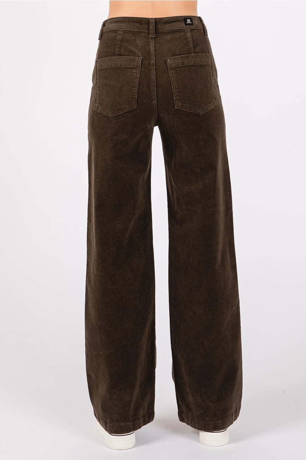 Letters to Juliet Wide Leg Stretch Cord Trouser in Moss — Back view