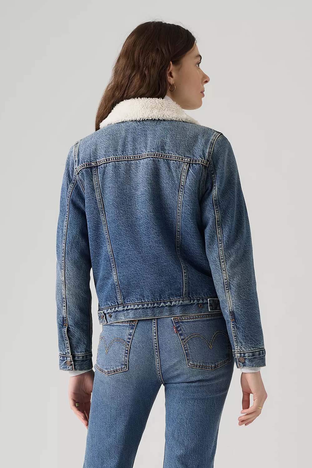 Levis Premium Original Sherpa Trucker in Hold A Candle — Back view