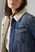 Levis Premium Original Sherpa Trucker in Hold A Candle — Collar detail view