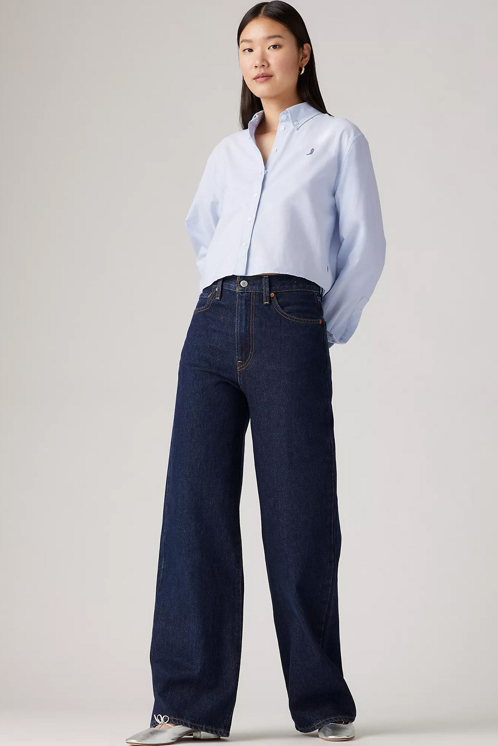 Levis Premium Ribcage Wide Leg in Shaded View — Model view
