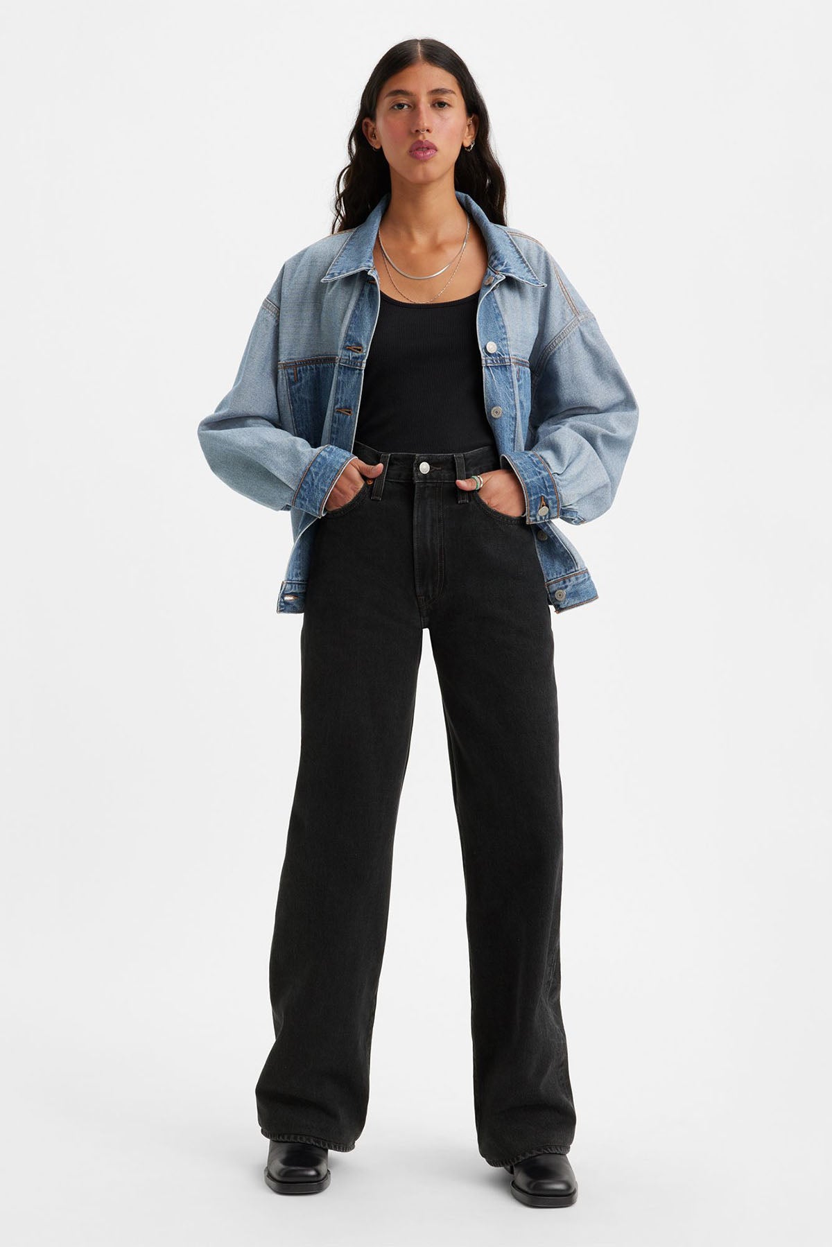 Levis Ribcage Wide Leg in Rosie Posie - Front View