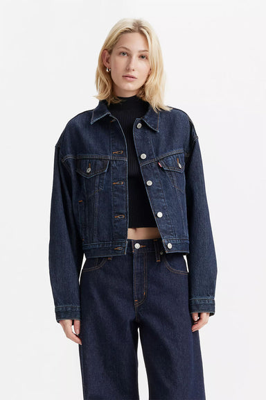 levis shrunken 90s trucker in remember together front view