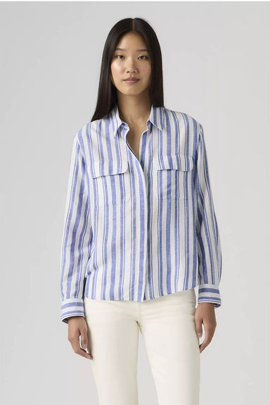 levis elaine utility shirt bold stripe blue front