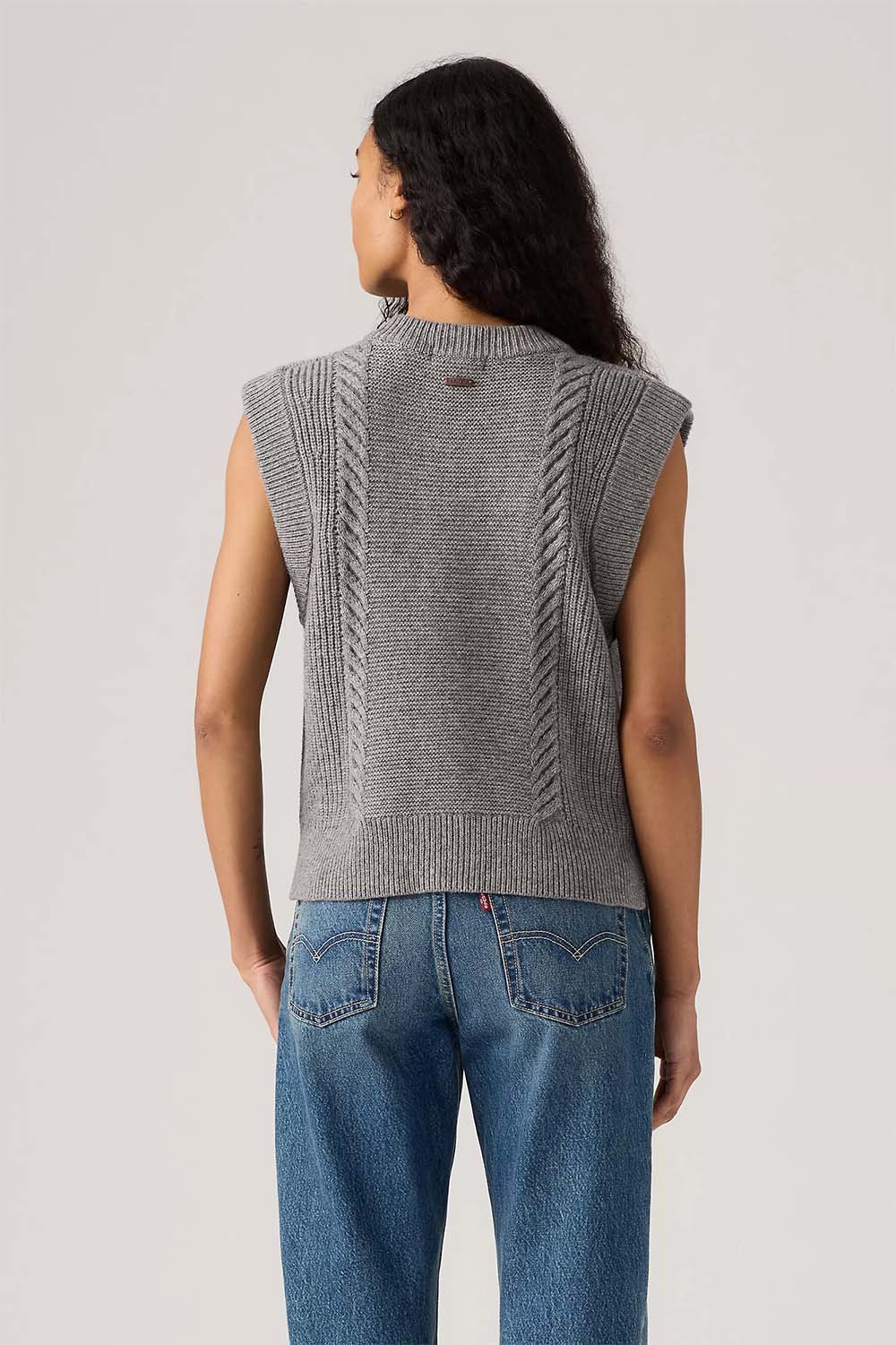 Levis - Ines Cable Sweater Vest - Heather Grey  - Back