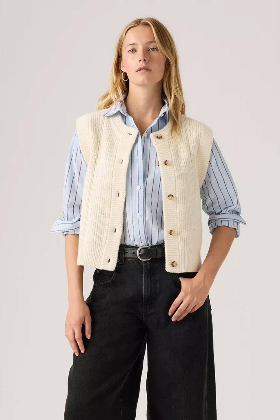 Levis - Ines Cable Sweater Vest - Whisper White - Front