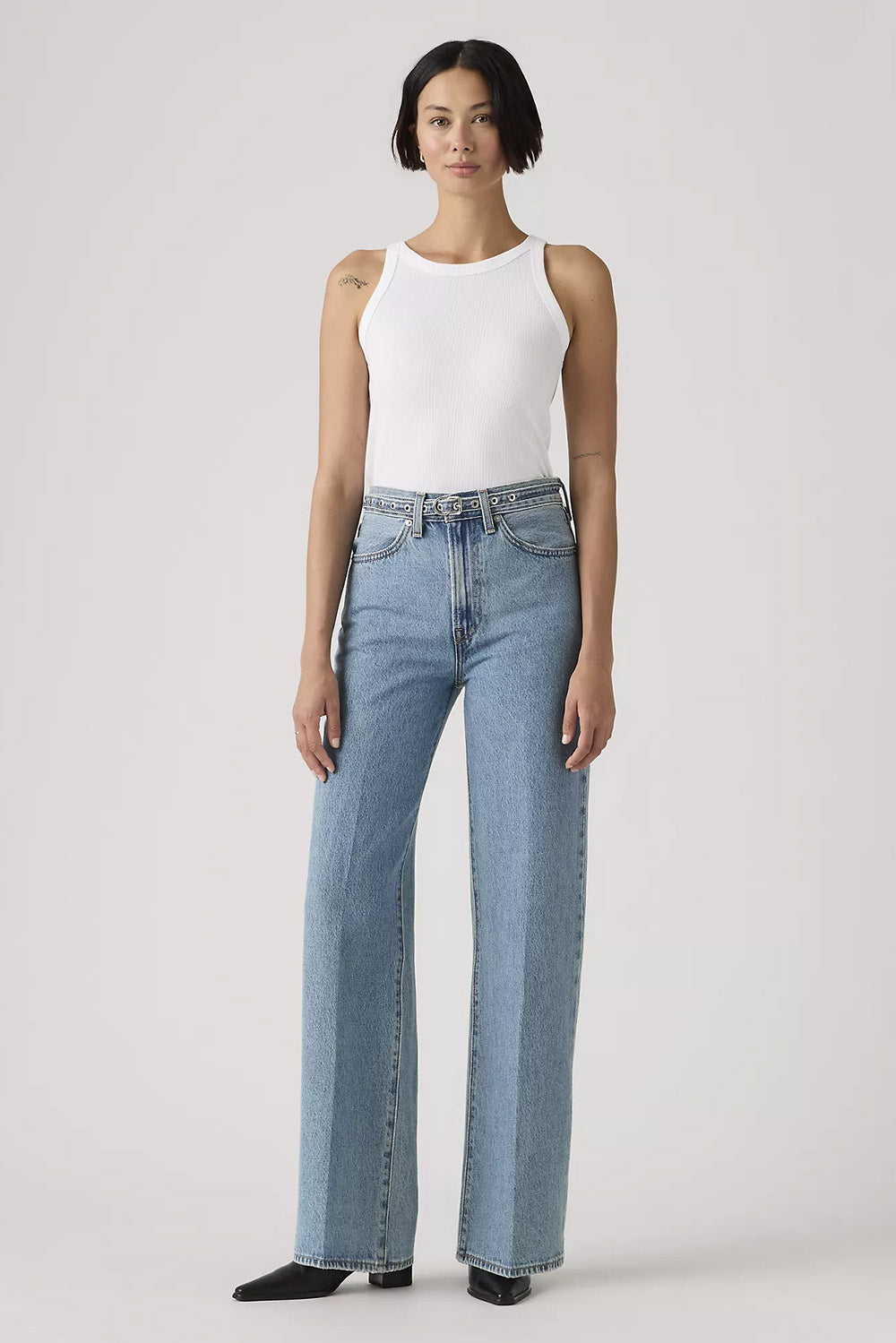 levis ribcage wide leg belted multiple options front