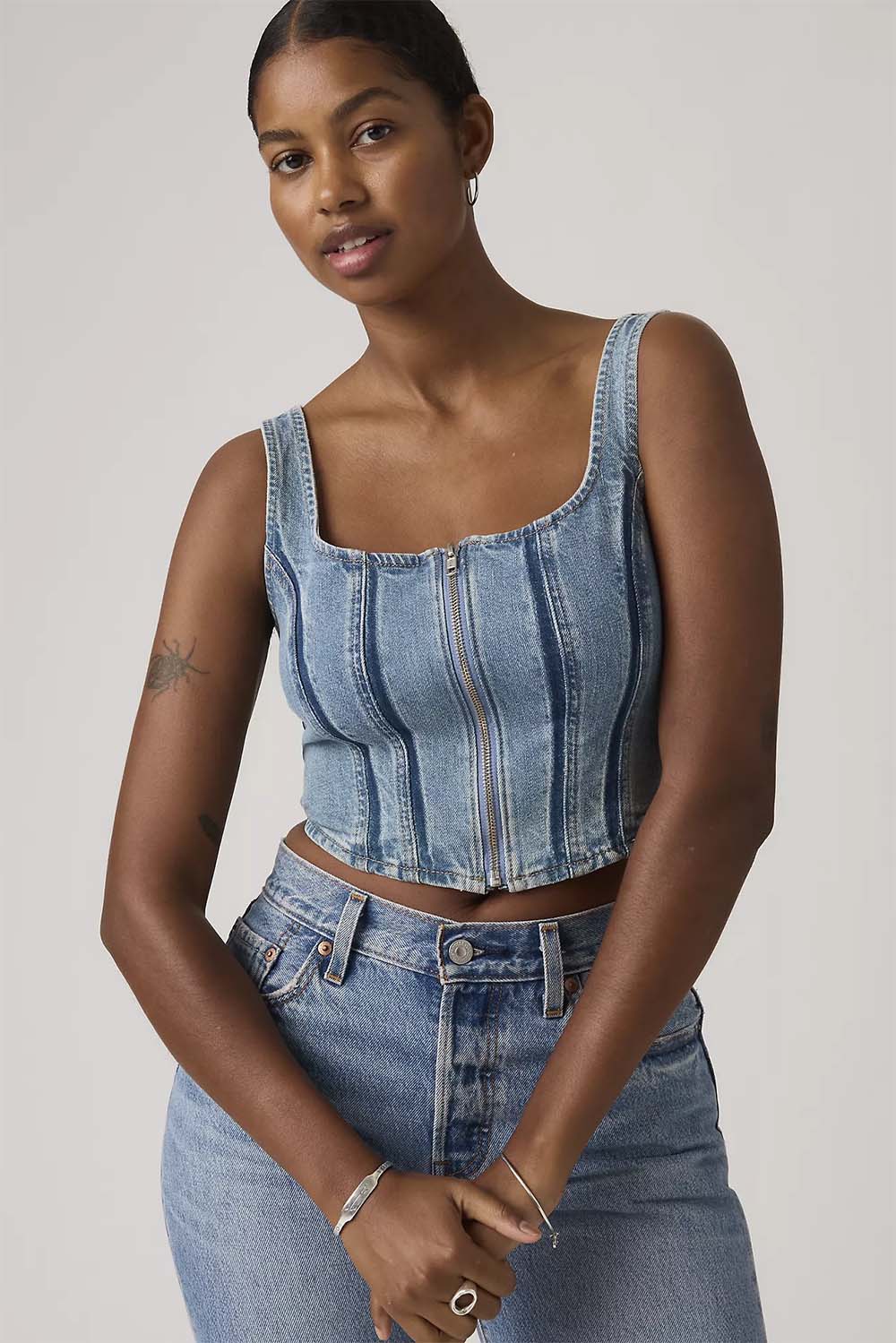 levis seamed zip bustier shadow work