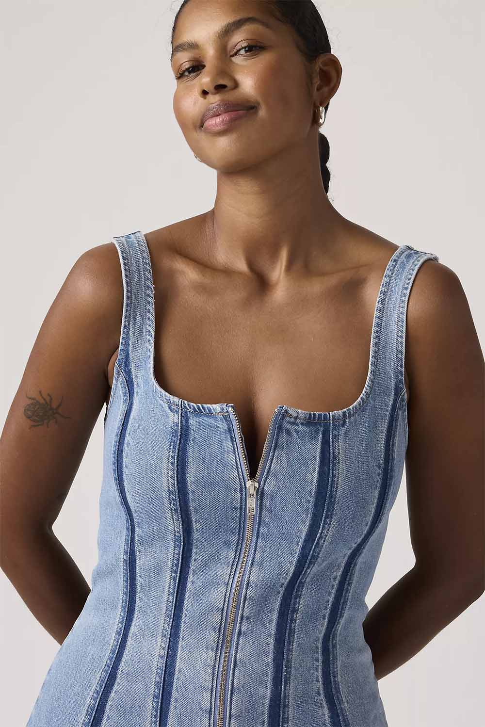 levis seamed zip dress shadow work detail