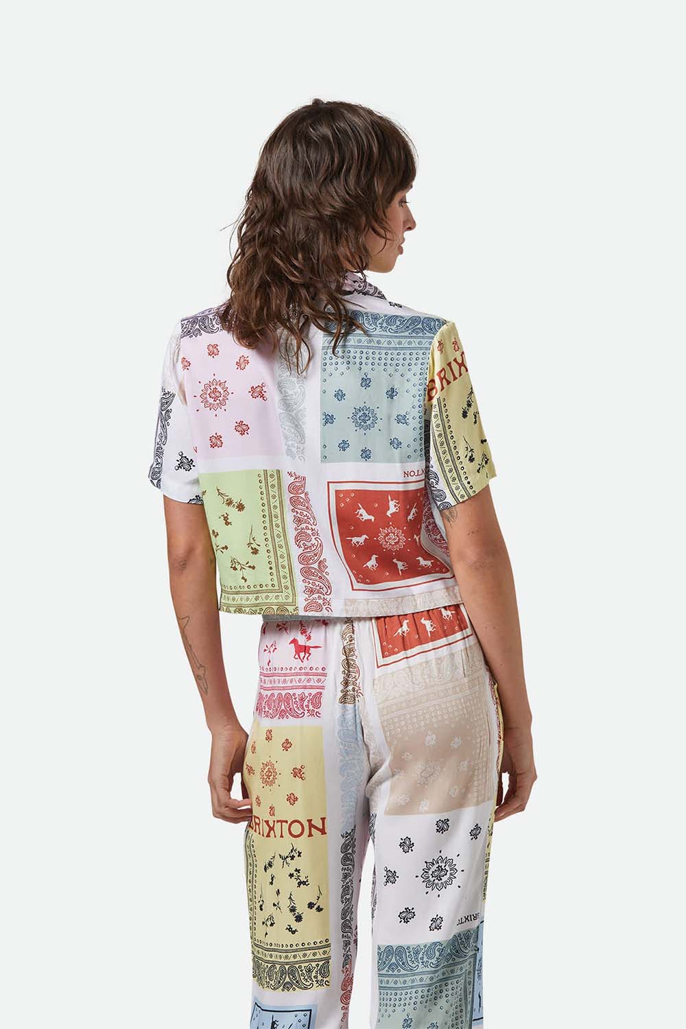 Brixton - Silky SS Bowling Button Down - Multi  Color Bandana - Back