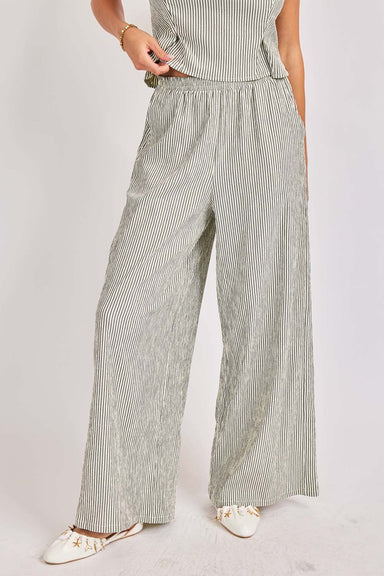 sadie and sage see me stripe pant black cream front