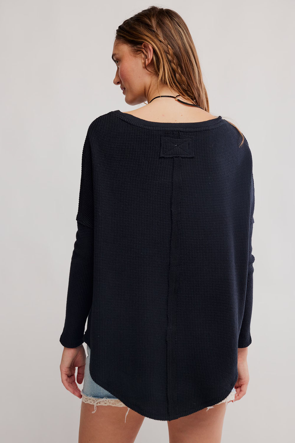 Free People - Latte Blues Thermal Solid - Black - Back