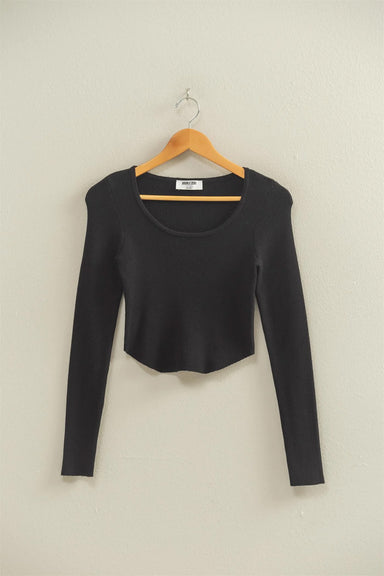 Double Zero - Fitted Scoop Neck LS - Black