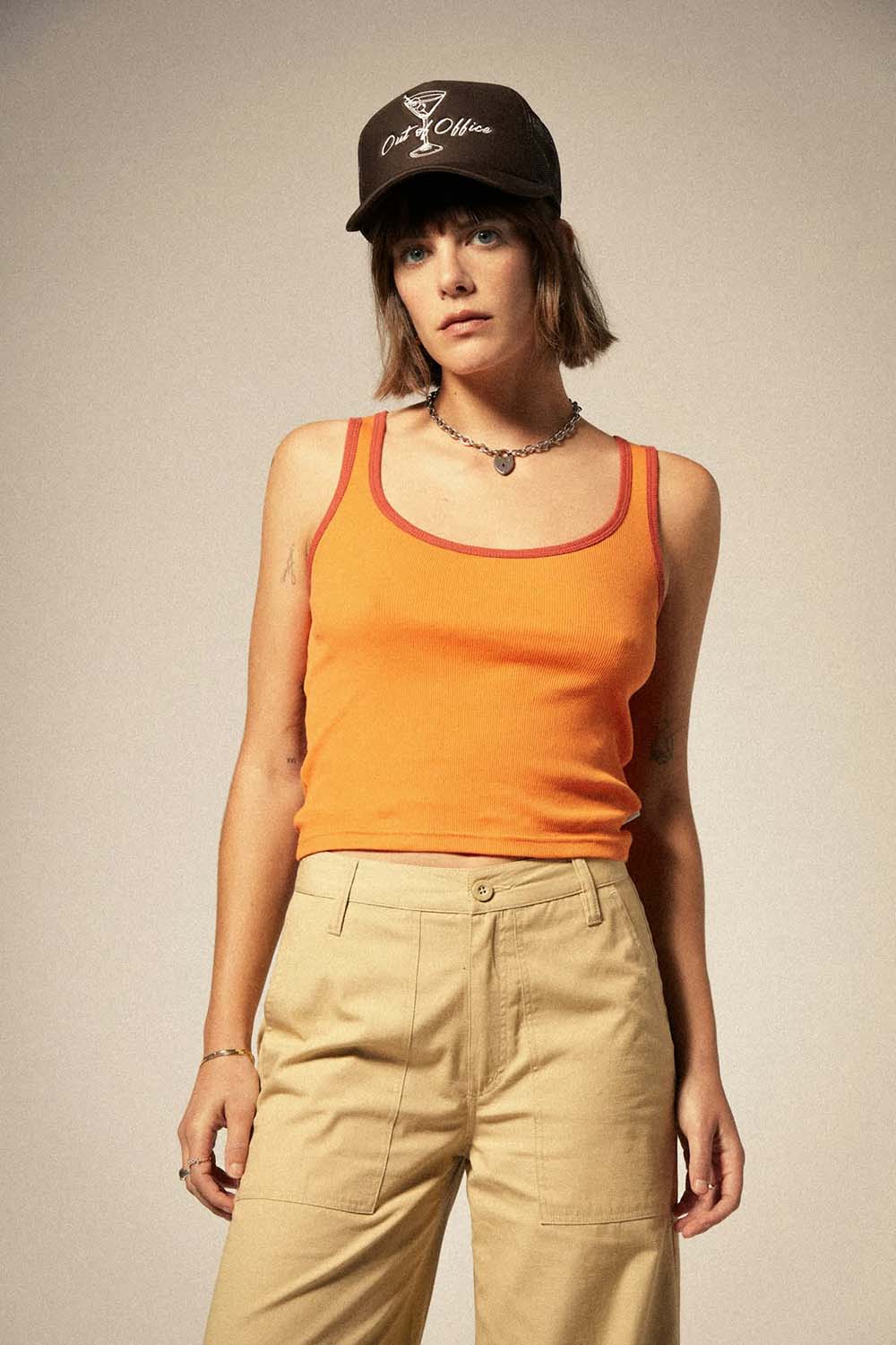 Brixton - Ringer Organic Tee - Tangerine/Burnt Brick - Front