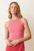 Marine Layer - LEXI RIB SUN-IN HIGH NECK CROP TANK - Hibiscus - Front