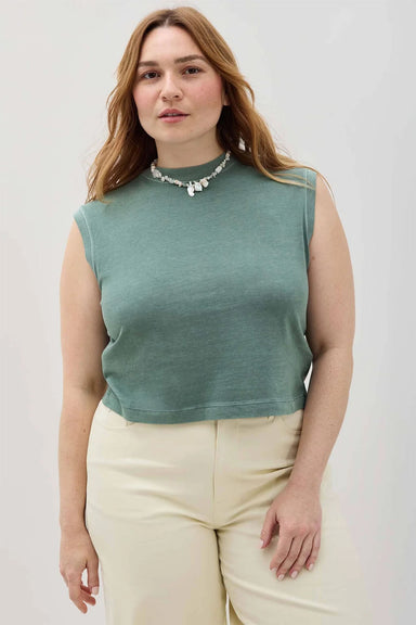 Richer Poorer - Relaxed Muscle Tee - Sage Leaf - Front