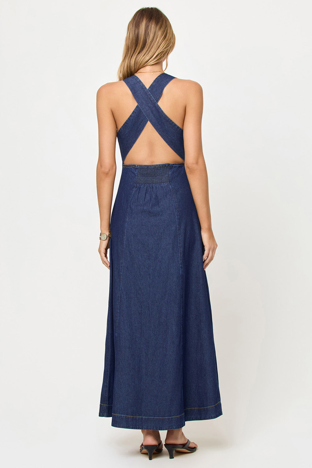 L*Space Arlo Maxi in Indigo Chambray — Back view