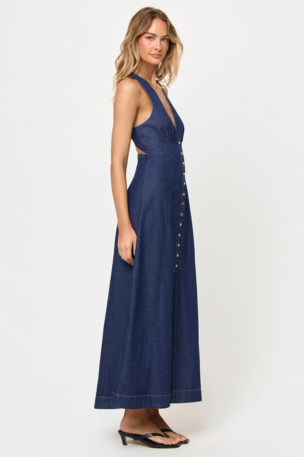 L*Space Arlo Maxi in Indigo Chambray — Side view